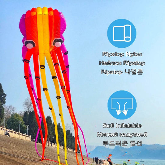 Vibrant 15m Tube Octopus Kite - Fun Inflatable Show Kite for All Ages - ToylandEU