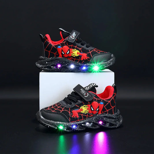 Vibrant Disney LED Sneakers For Boys Spiderman Mesh Outdoor Shoes - ToylandEU