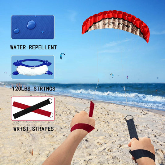 Vibrant Red Dual Line Parafoil Kite Kit with Essential Flying Gear - ToylandEU