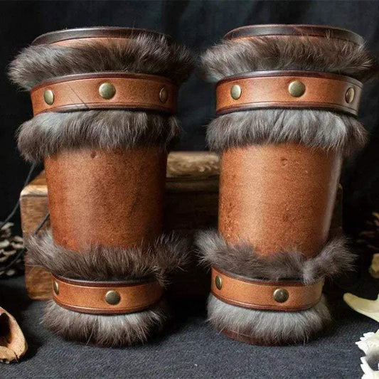 Viking Style Arm Gauntlets Faux Leather Bracer For Larp - ToylandEU™
