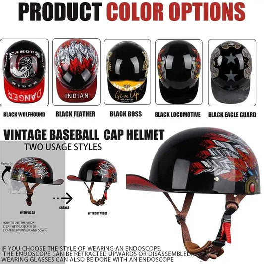 Vintage Open Face Motorcycle Helmet for Adults Summer - ToylandEU™