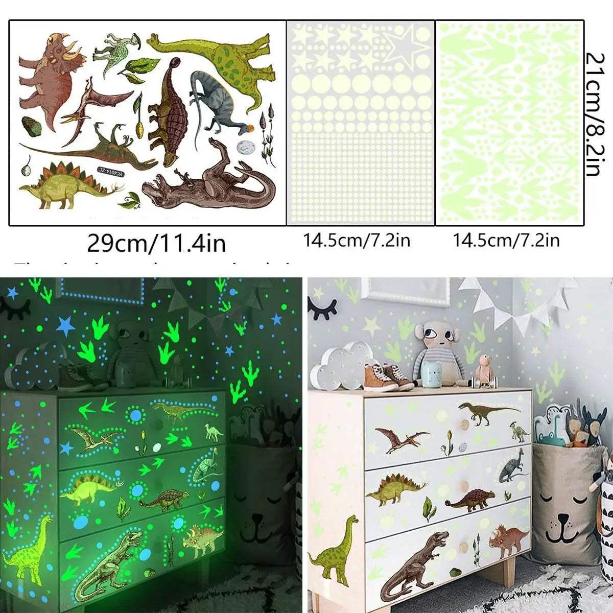 Vivid Glow In The Dark Dinosaur Wall Sticker Toyland EU - ToylandEU™