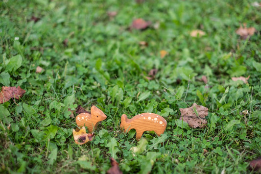 Waldorf Wooden Deer Figurines Set of Two for Gentle Play - ToylandEU