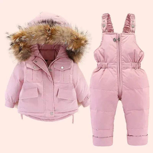 Warm Baby Winter Down Jacket Snowsuit Real Fur Collar - ToylandEU™