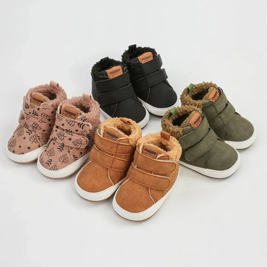 Warm Snow Boots For Babies Anti Slip Leather Fur Sole Newborns - ToylandEU
