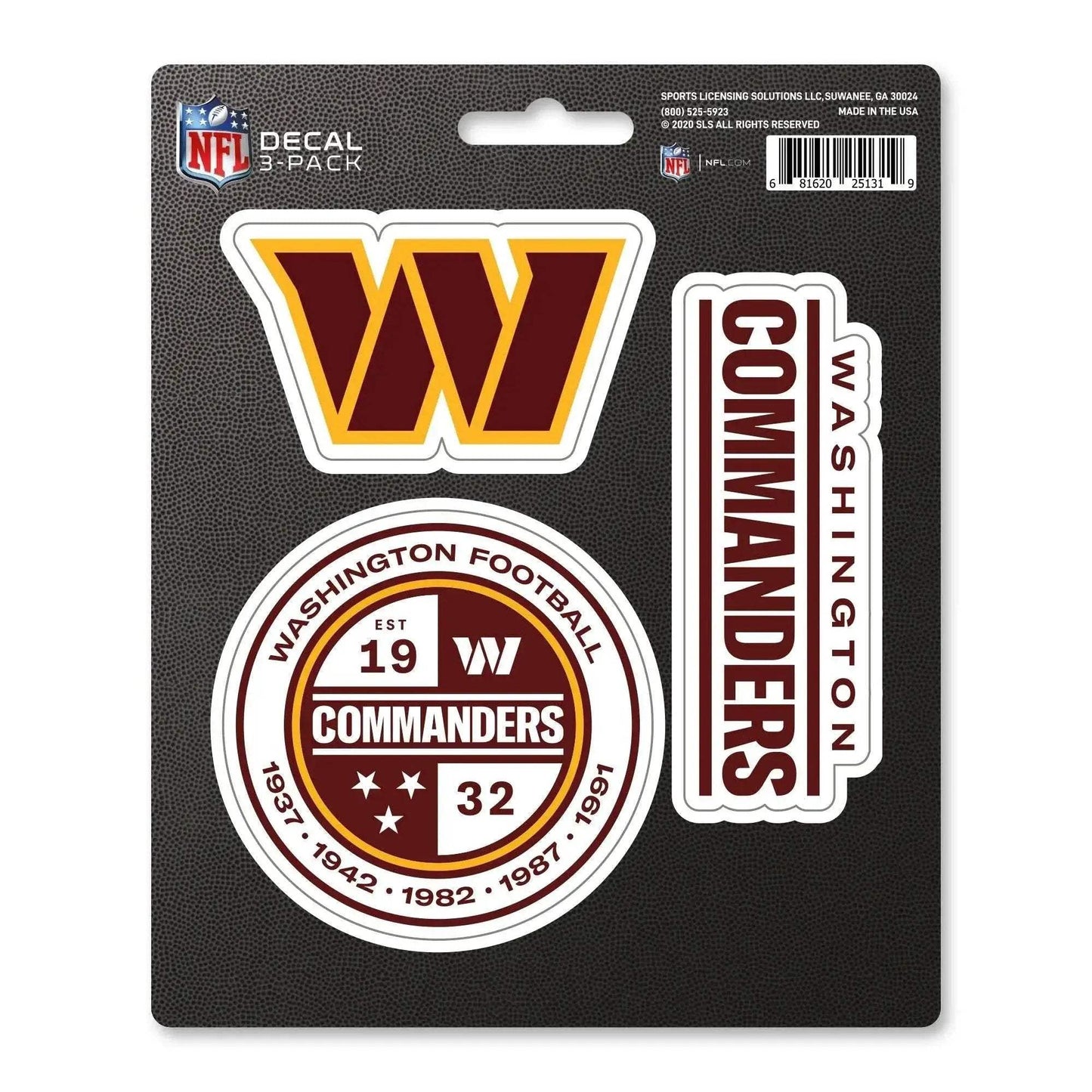 Washington Commanders Die Cut Vinyl Decal Set Three Pack - ToylandEU™