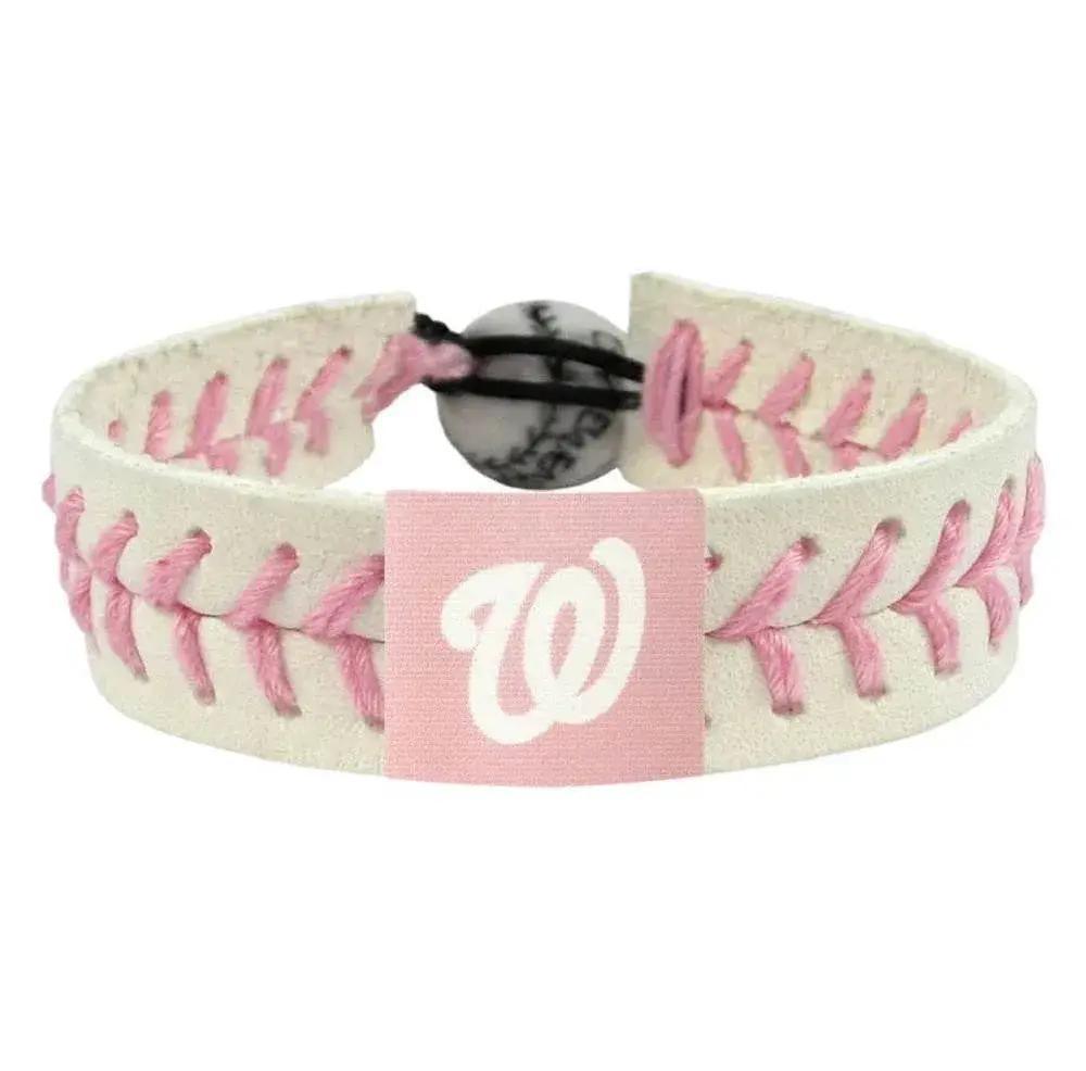 Washington Nationals Leather Bracelet Pink Ceramic Bead - ToylandEU™