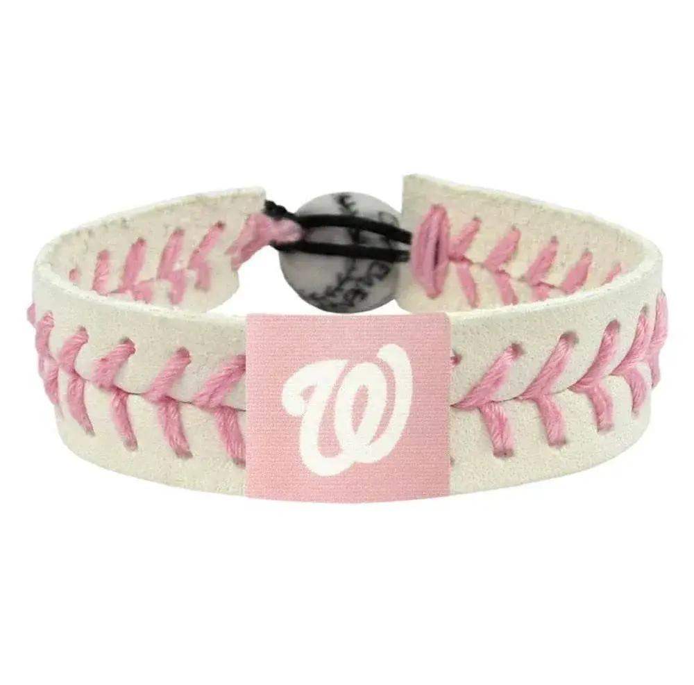 Washington Nationals Leather Bracelet Pink Ceramic Bead - ToylandEU™