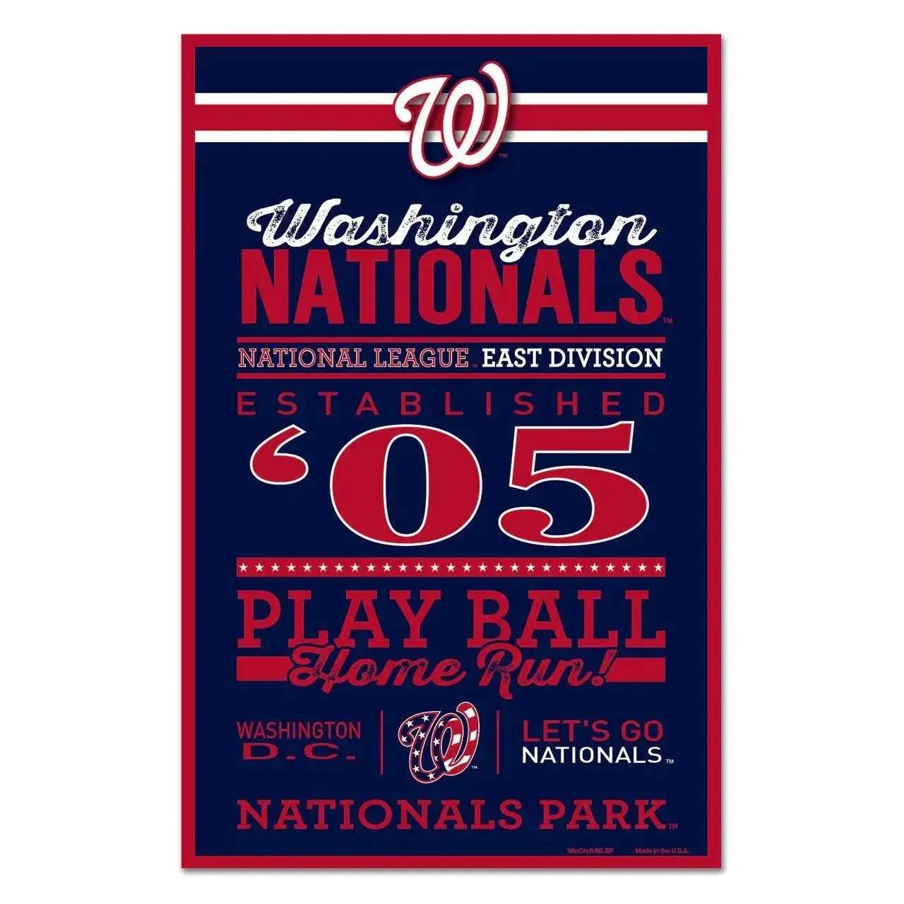Washington Nationals Wood Sign 11x17 With Established Design - ToylandEU™
