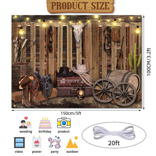 Western Cowboy Backdrop 7x5ft Rustic Wild West Decor - ToylandEU