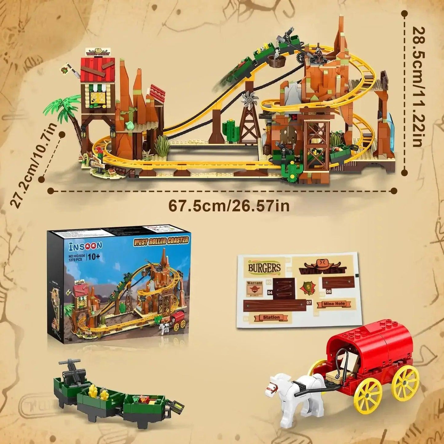 Western Roller Coaster Building Set Mine Train Lego - ToylandEU™