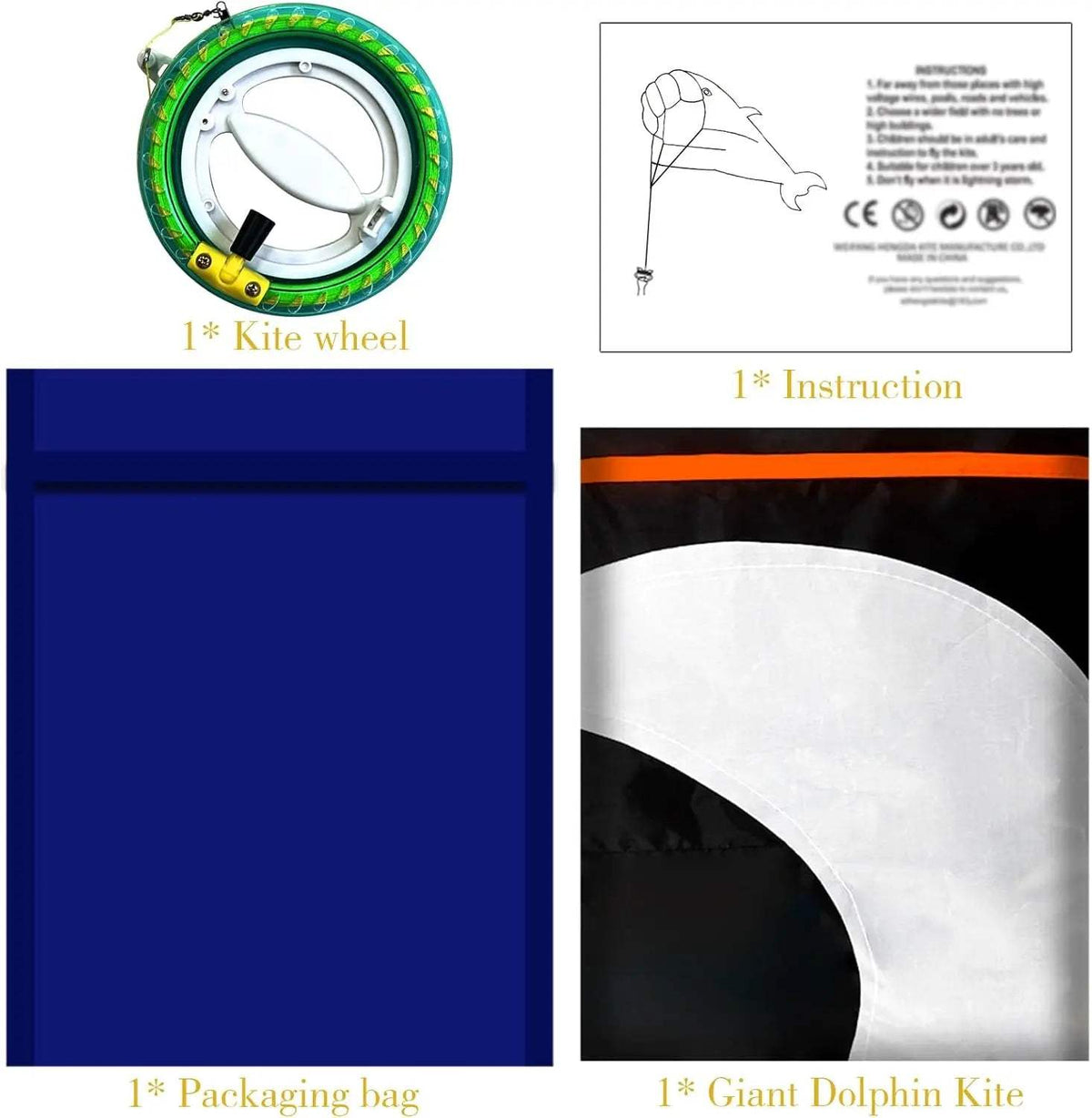 Whale Dolphin Kite | 57-Inch Single Line | Toylandeu™