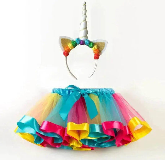 Whimsical Rainbow Unicorn Tutu Dress & Headband - Kids' Fantasy Costume - ToylandEU™