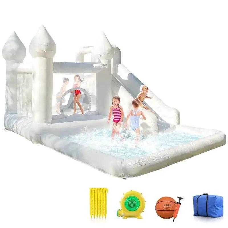 White Grade Bounce House With Slide Inflatable Water Play - ToylandEU™