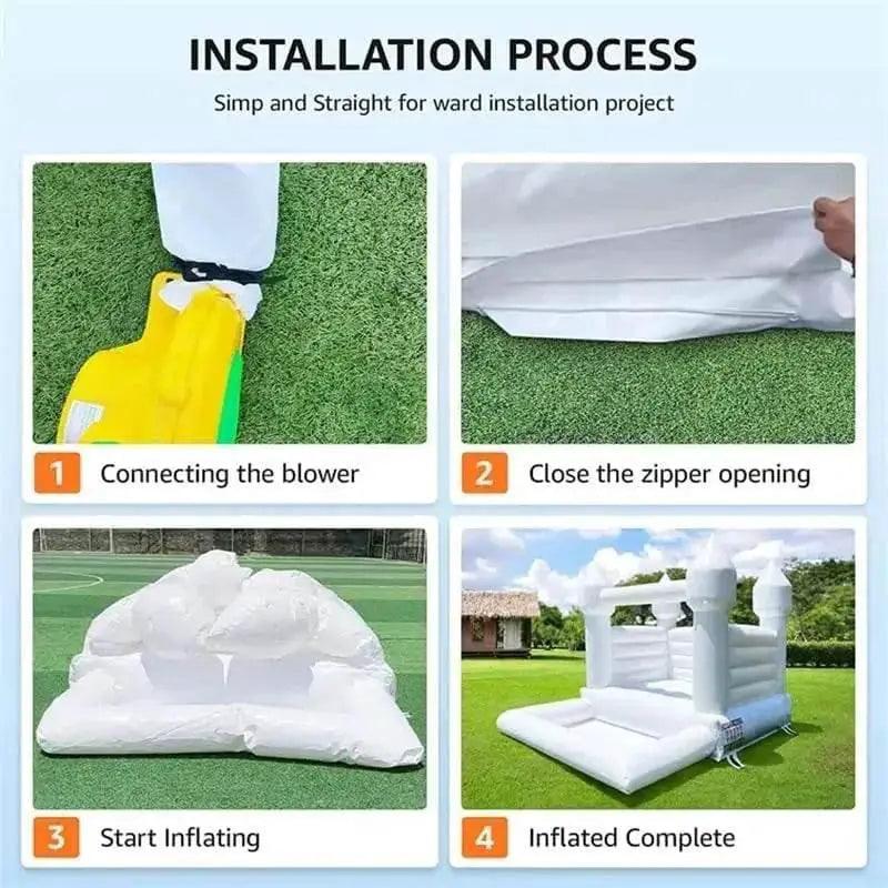 White Inflatable Bounce House With Blower 100% PVC Jumper - ToylandEU™