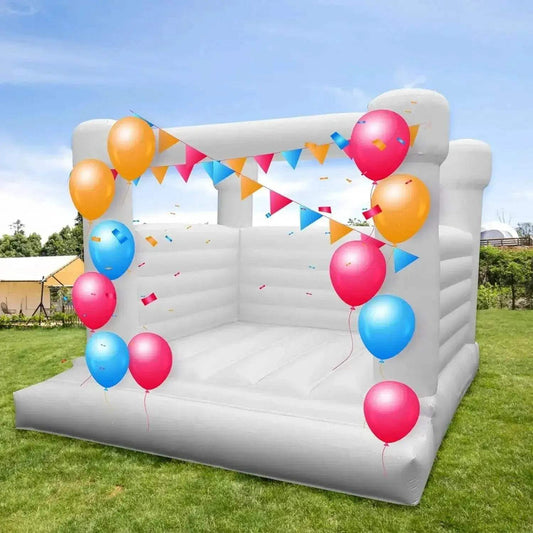 White Inflatable Bounce House With Blower 100% PVC Jumper - ToylandEU™