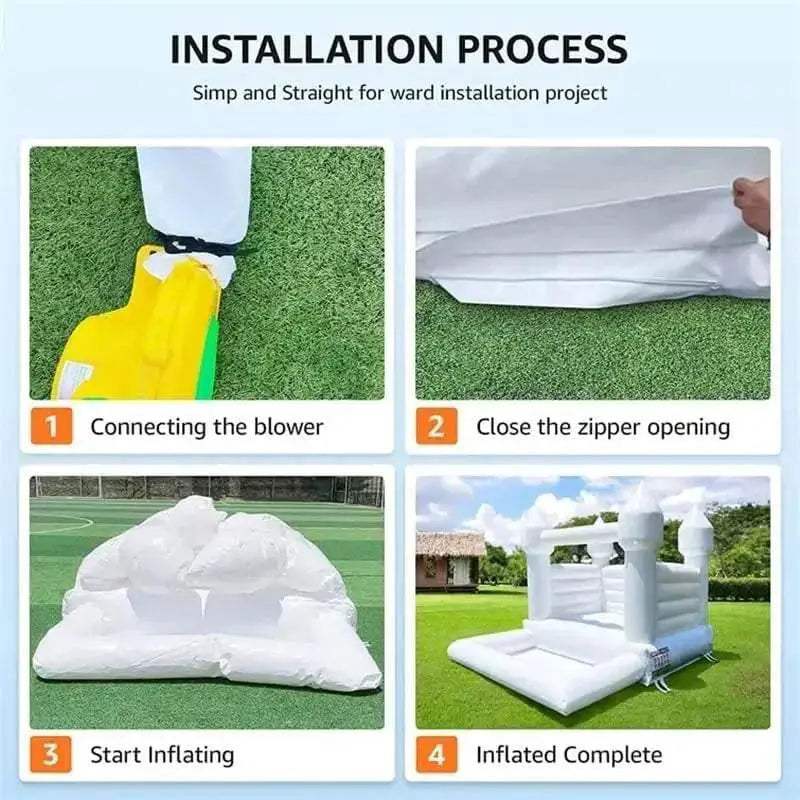 White Inflatable Bounce House With Blower 100% PVC Jumper - ToylandEU™
