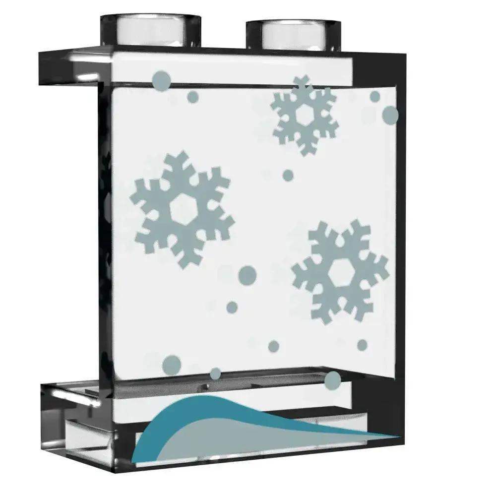 Window with Snow, Snowflakes - Custom Printed LEGO 1x2x2 Panel, B3 Customs - ToylandEU