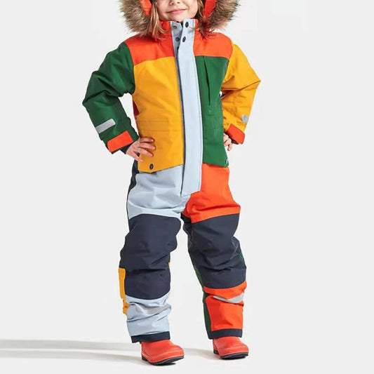 Windproof Warm Ski Suit With Hooded Fleece Lining For Kids - ToylandEU