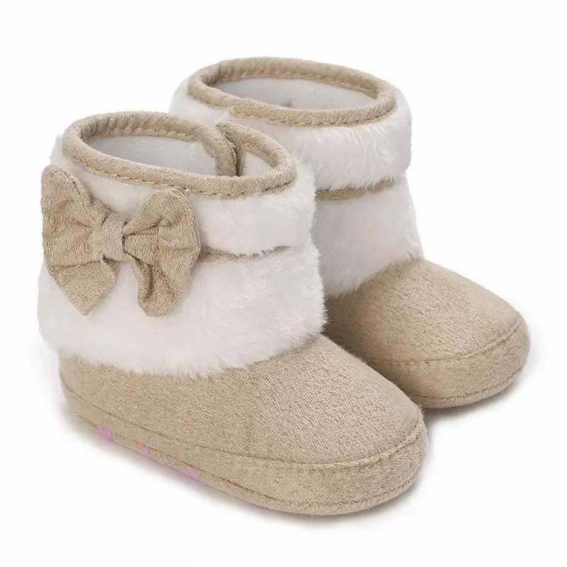 Winter Baby Soft Ankle Boots and Slippers for Newborns - Anti-Slip Cotton Lined Shoes with Butterfly-Knot Detail - ToylandEU™
