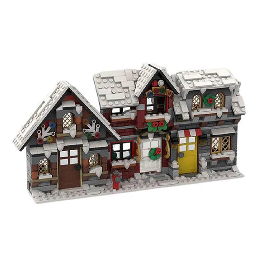 Winter Country Church Village Cafe Shop Building Blocks - ToylandEU