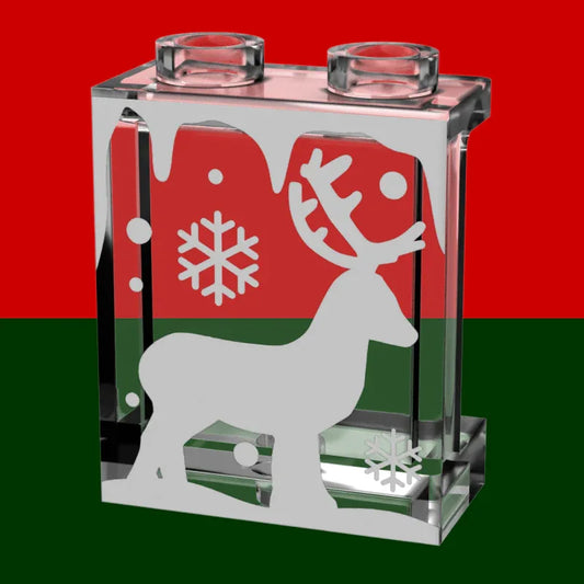 Winter Village Window with Reindeer made 1x2x2 Panel - B3 Customs - ToylandEU