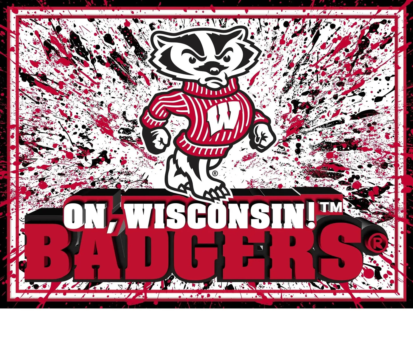 Wisconsin Badgers 3D Lenticular Art Print 12x16 Splatter - ToylandEU™