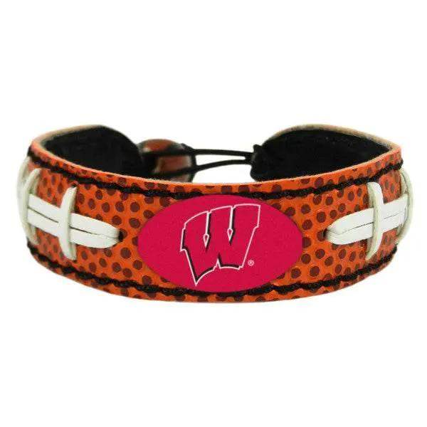 Wisconsin Badgers Leather Bracelet Classic Football Bead - ToylandEU