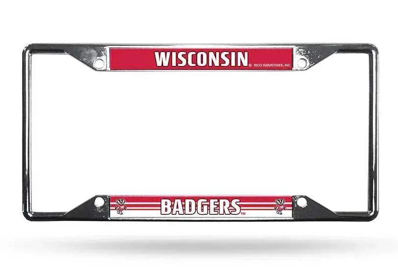 Wisconsin Badgers License Plate Frame Chrome EZ View - ToylandEU™