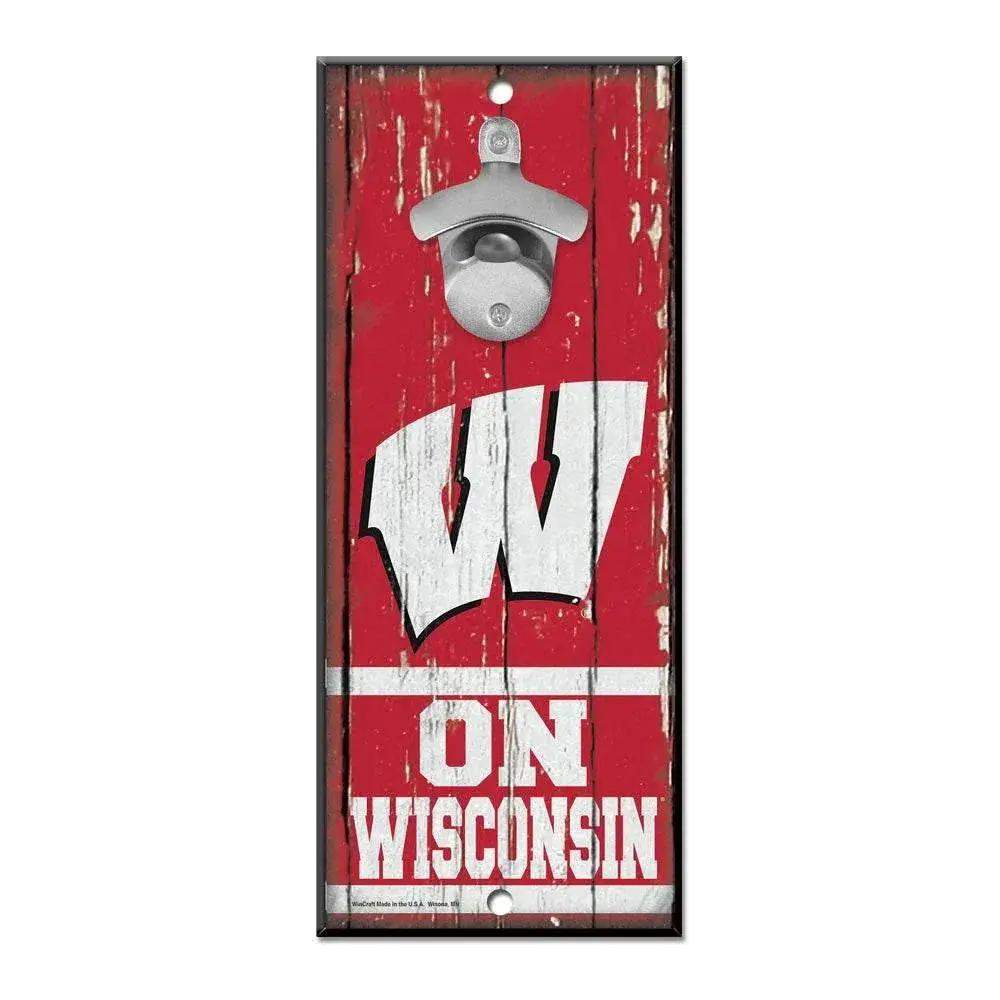 Wisconsin Badgers Wood Sign With Bottle Opener 5x11 - ToylandEU™