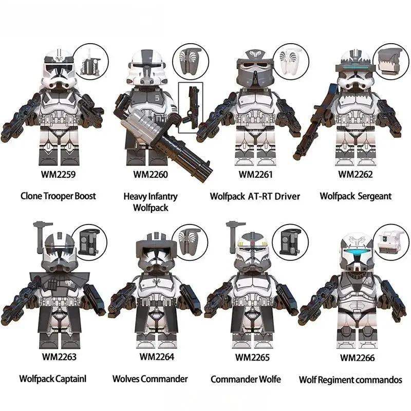 Wolfpack Clone troopers Set of 8 Star Wars Minifigures - Minifigure Toys