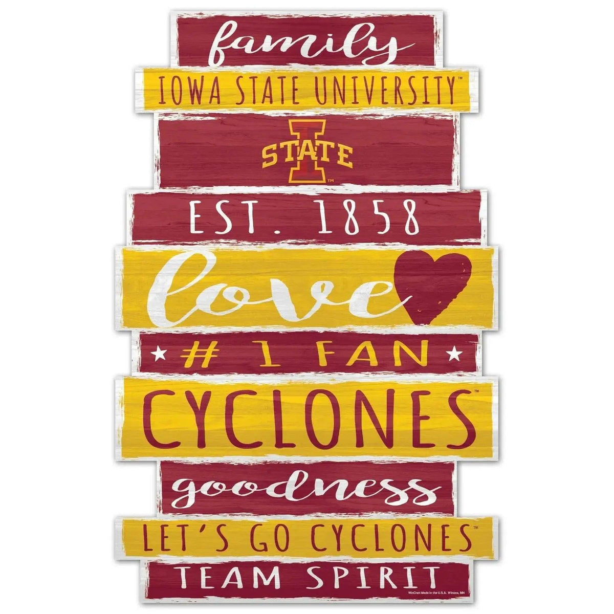 Iowa State Cyclones Wood Sign 11X17 Family Word Wincraft - ToylandEU™