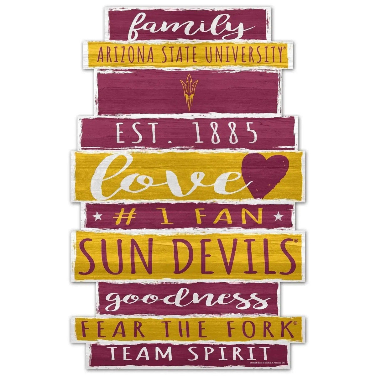 Arizona State Sun Devils 11x17 Wood Family Word Design Sign - ToylandEU™