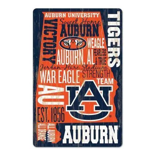 Auburn Tigers Sign 11x17 Wood Wordage Design With Colors - ToylandEU™