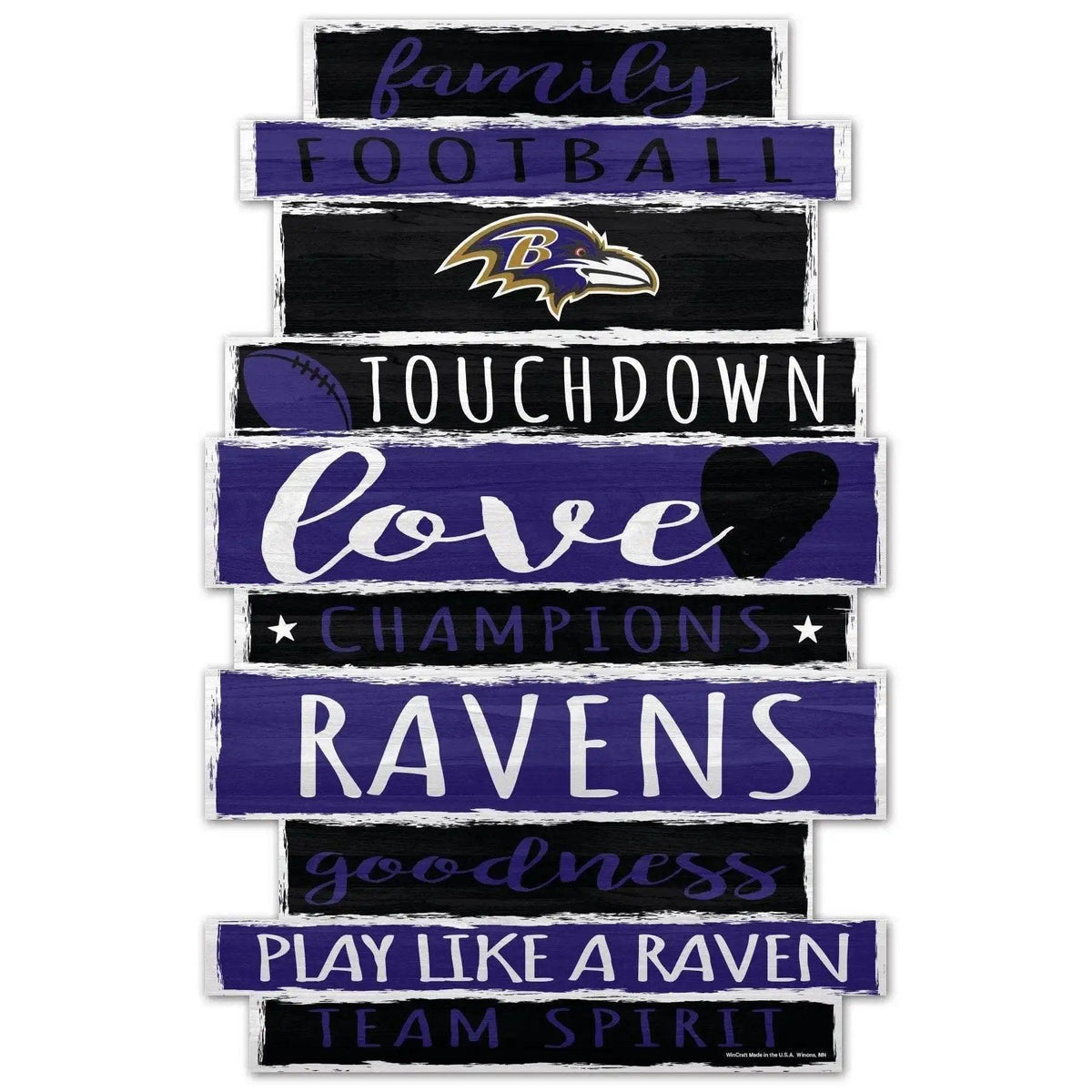 Baltimore Ravens 11x17 Wood Family Word Sign Decor Accent - ToylandEU™