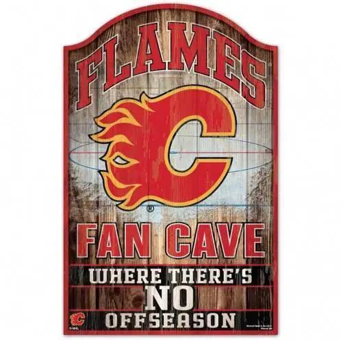 Calgary Flames 11x17 Wood Fan Cave Sign Antique Style - ToylandEU™