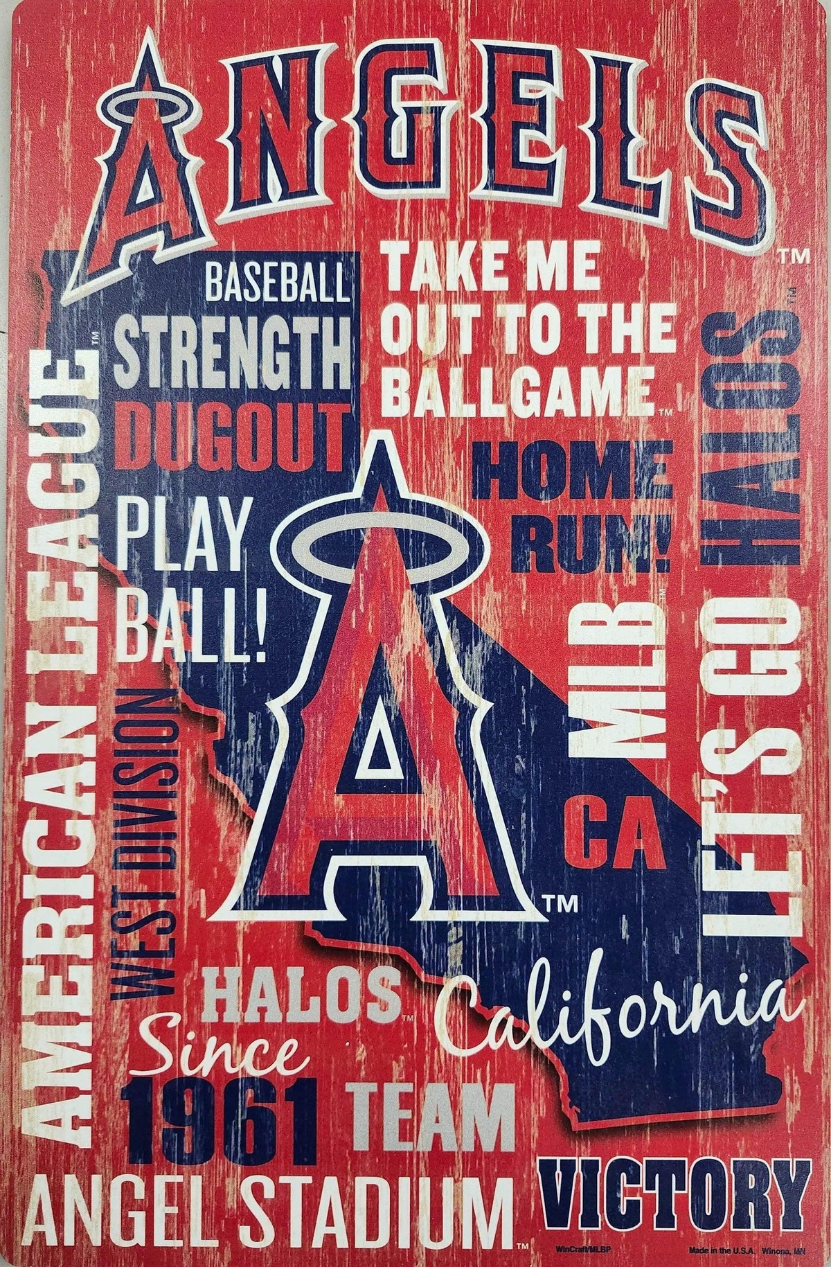 Los Angeles Angels 11x17 Wood Wordage Sign With Team Colors - ToylandEU™