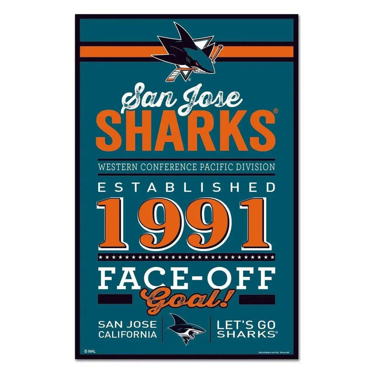 San Jose Sharks 11x17 Wood Sign Established Design Colors - ToylandEU™