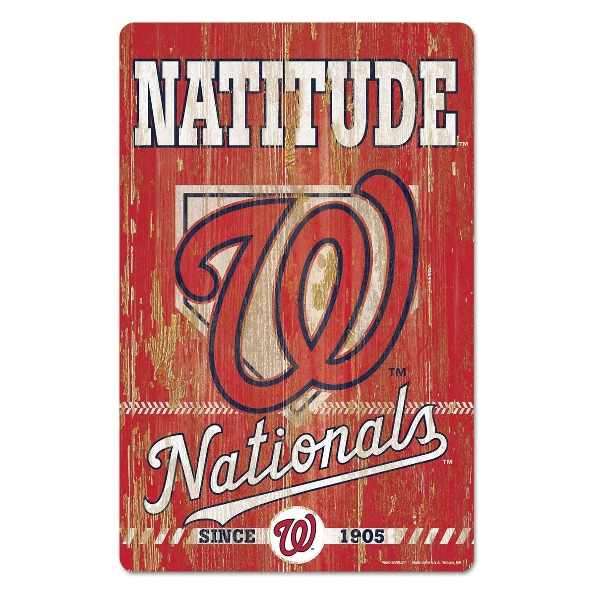 Washington Nationals 11x17 Wood Slogan Sign Team Colors - ToylandEU™