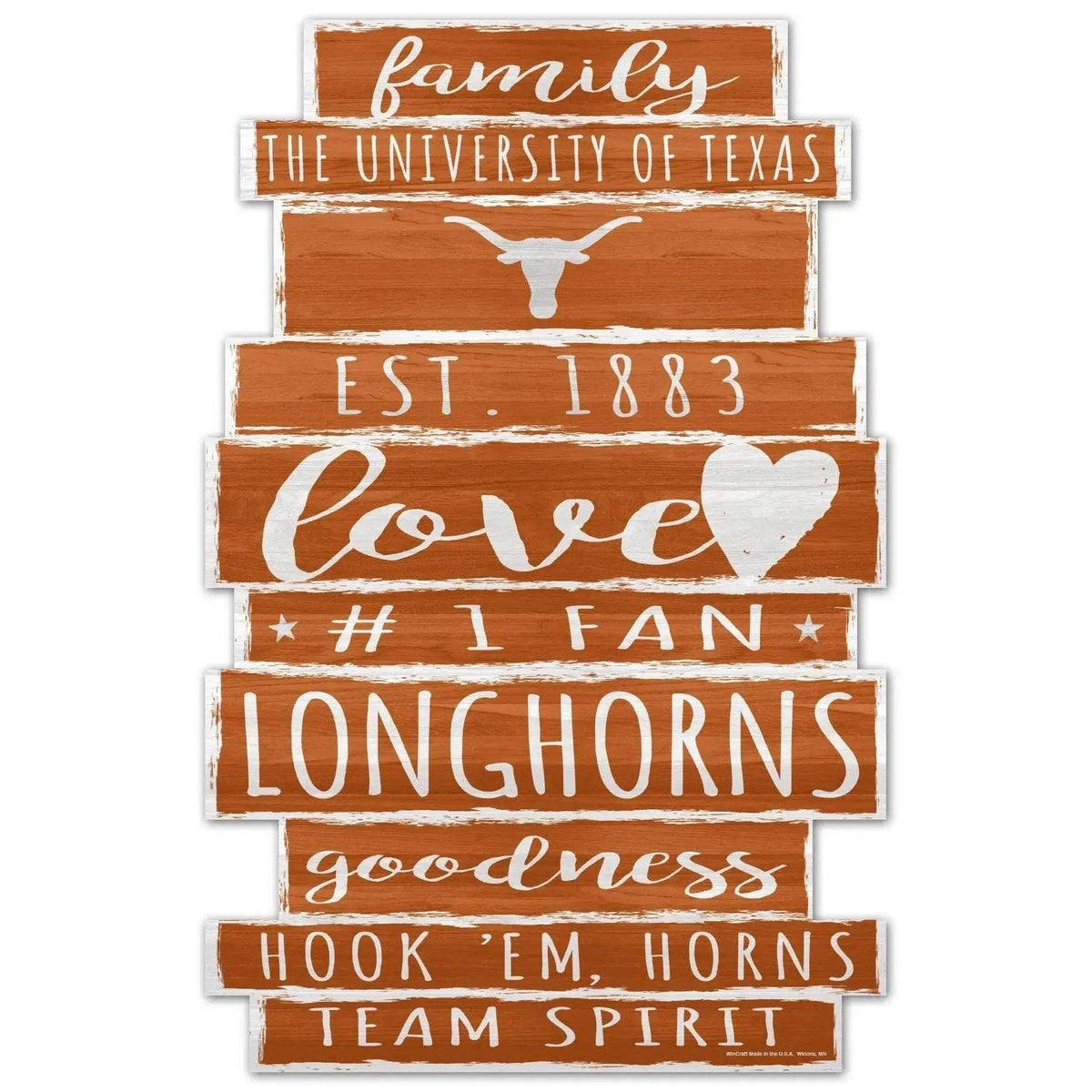 Texas Longhorns 11x17 Wood Sign Family Word Display - ToylandEU™