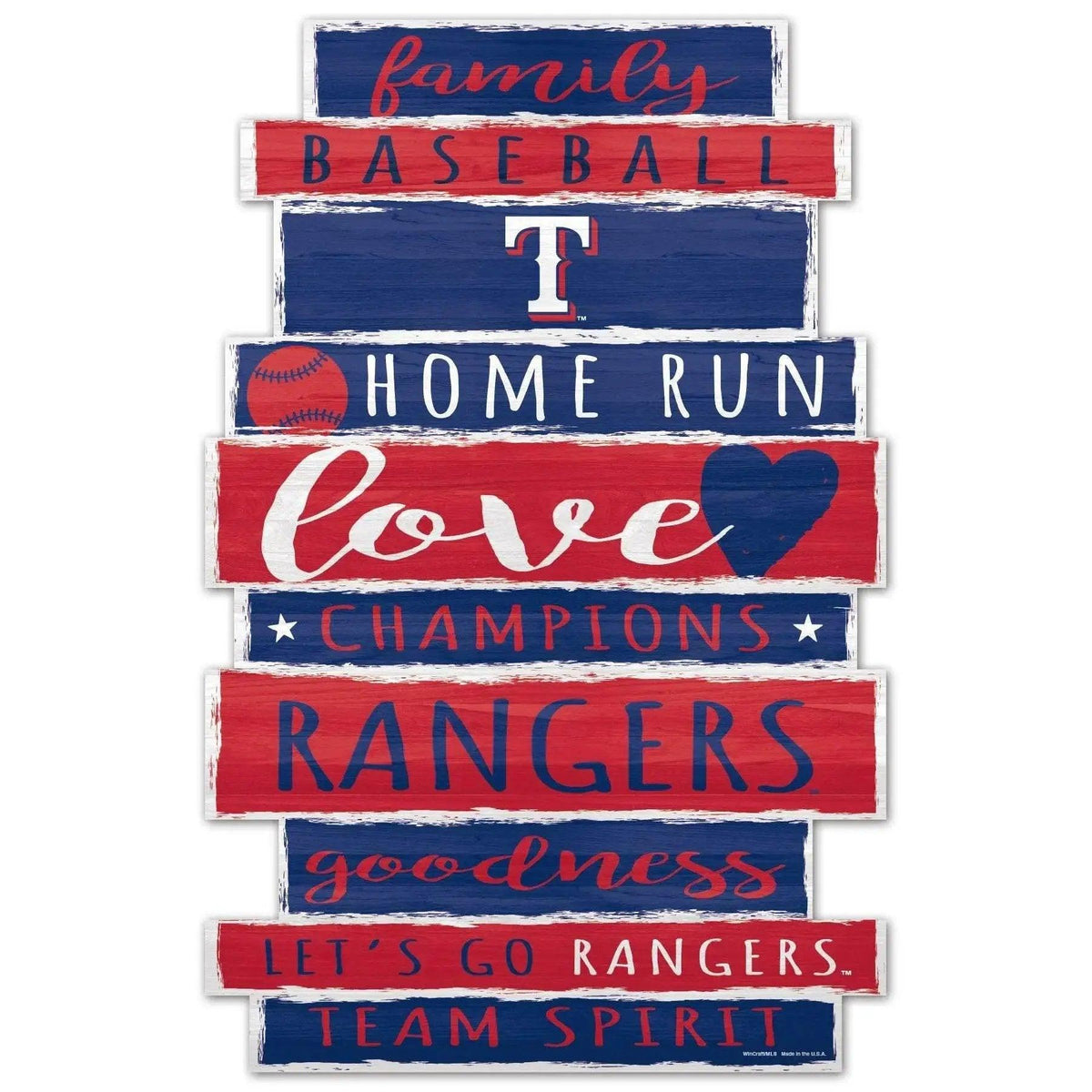 Texas Rangers 11x17 Wood Sign Family Word With Date - ToylandEU™