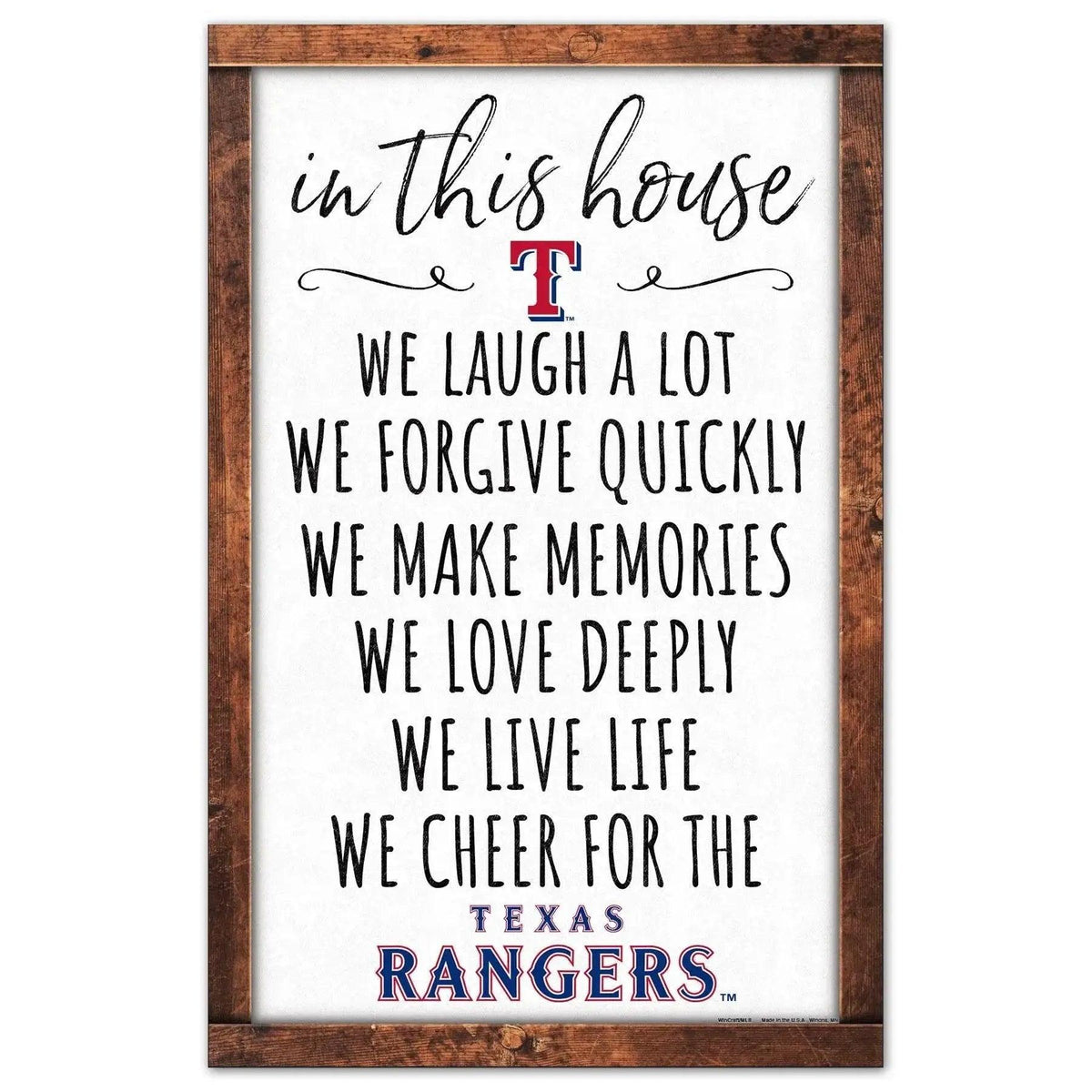 Texas Rangers 11x17 Wood Sign In This House Wall Decor - ToylandEU™