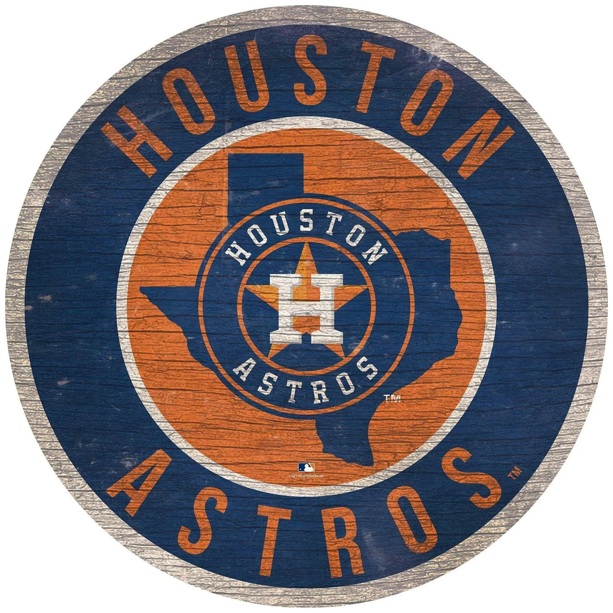 Houston Astros Wood Round Sign 12 Inch State Design - ToylandEU™