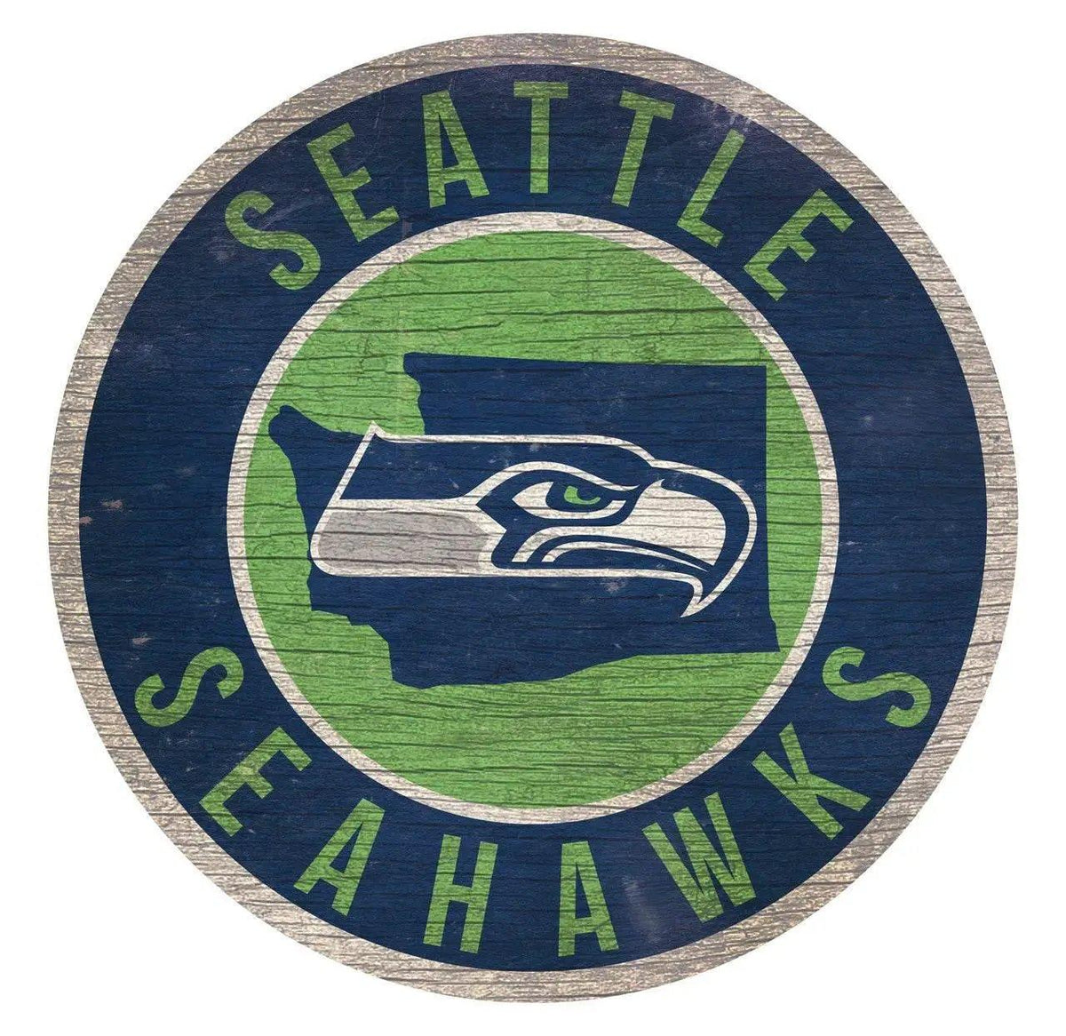 Seattle Seahawks Round Wood Sign 12 Inch State Design - ToylandEU™