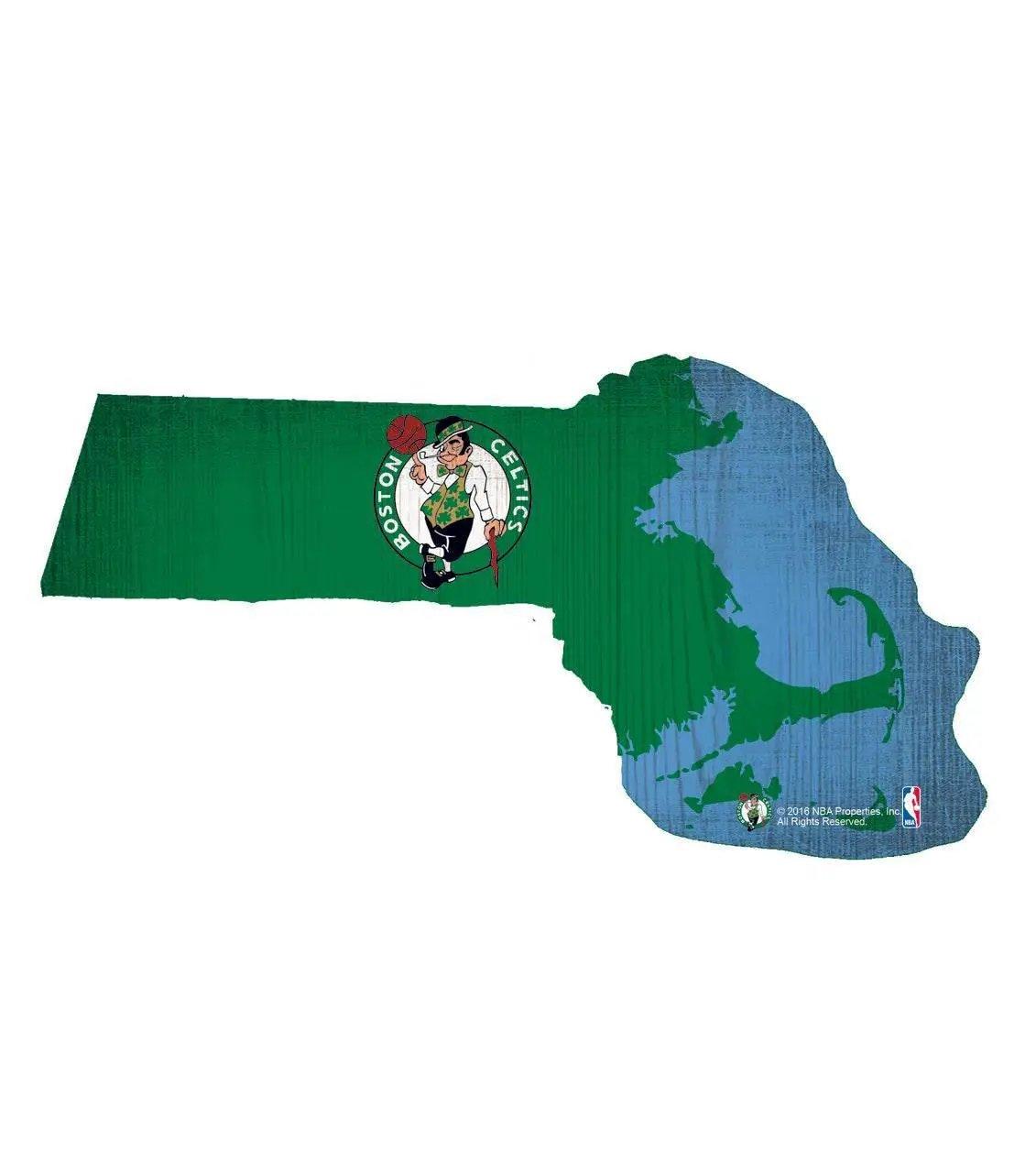 Boston Celtics Wood Sign 12 Inch State Shape Bracket - ToylandEU™