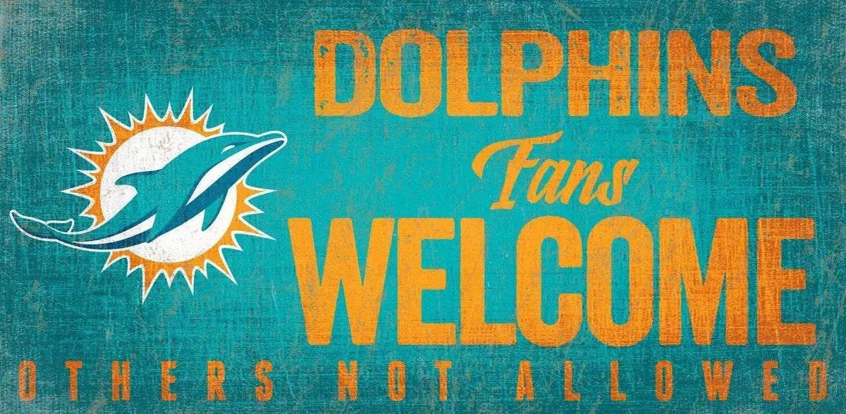 Miami Dolphins Wood Sign Fans Welcome 12x6 Inches Hanging - ToylandEU™