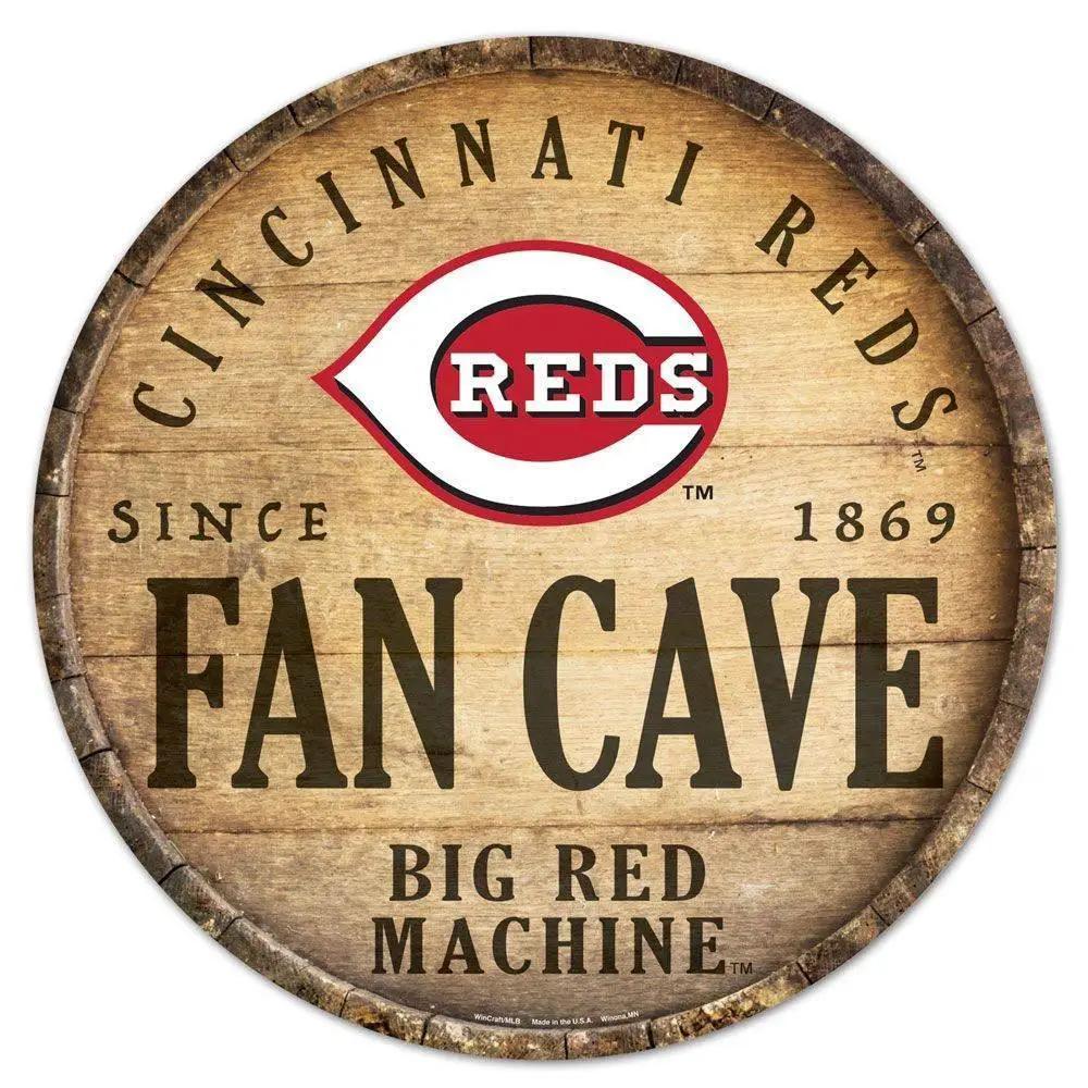 Cincinnati Reds Wood Sign 14 Inch Round Barrel Top Design - ToylandEU™
