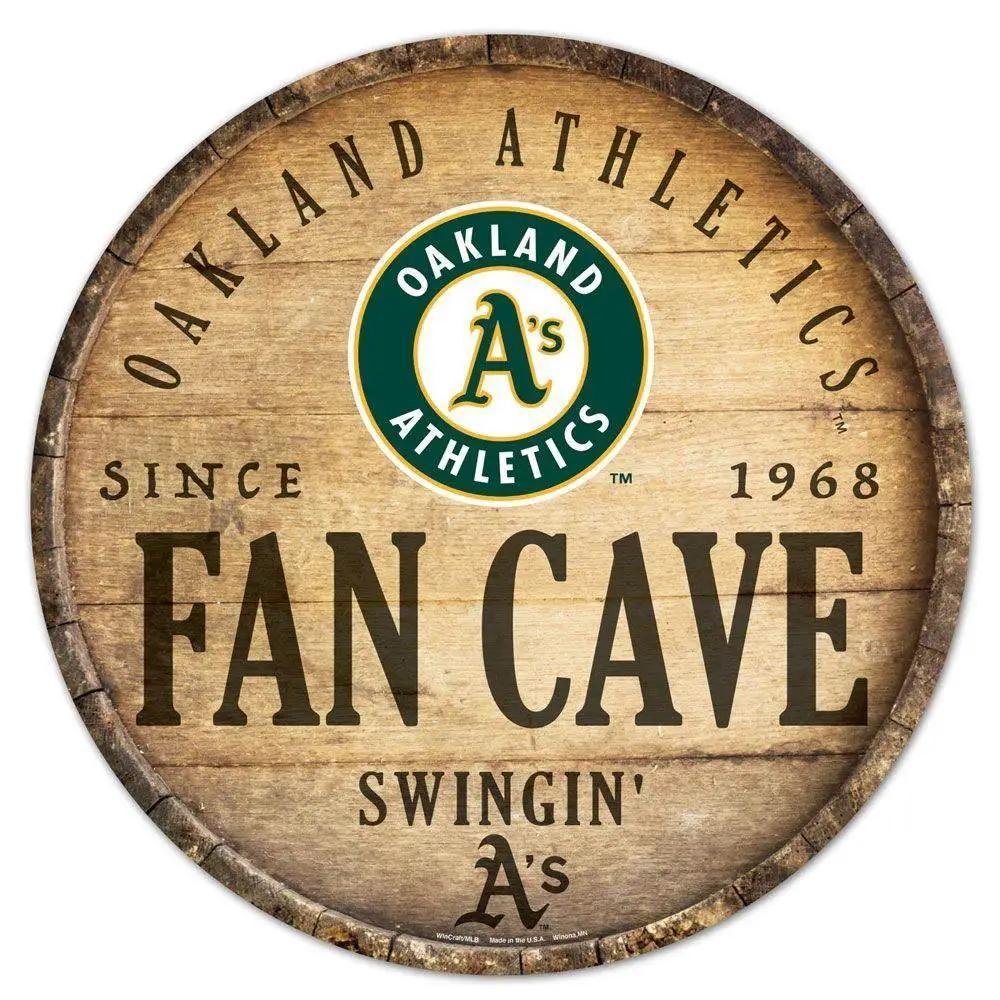 Oakland Athletics Wood Sign 14 Inch Round Barrel Top - ToylandEU™