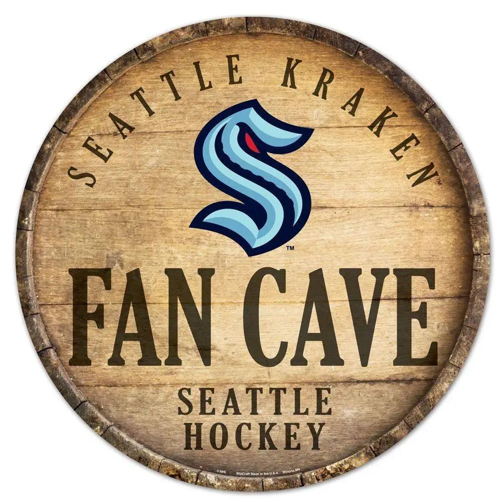 Seattle Kraken Wood Sign 14 Inch Round Barrel Top Decor - ToylandEU™