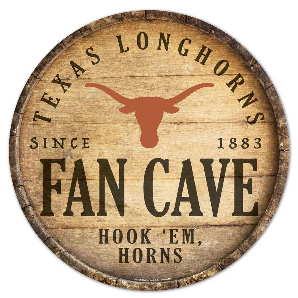 Texas Longhorns Wood Sign 14 Inch Round Barrel Top - ToylandEU™